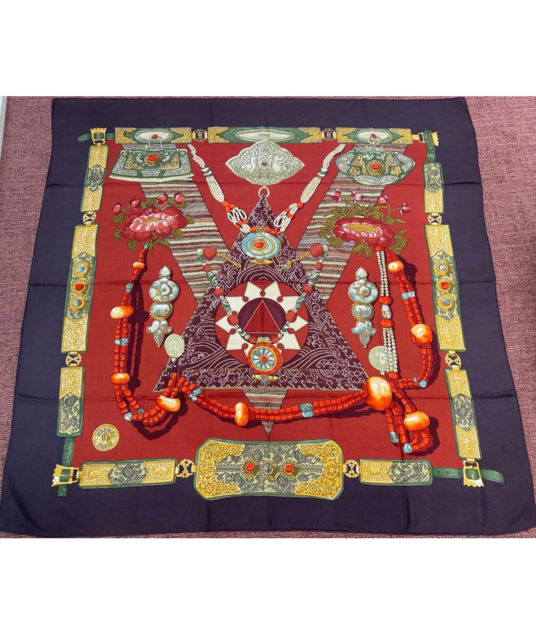 HERMES Коричневый кашемировый платок, фото 10