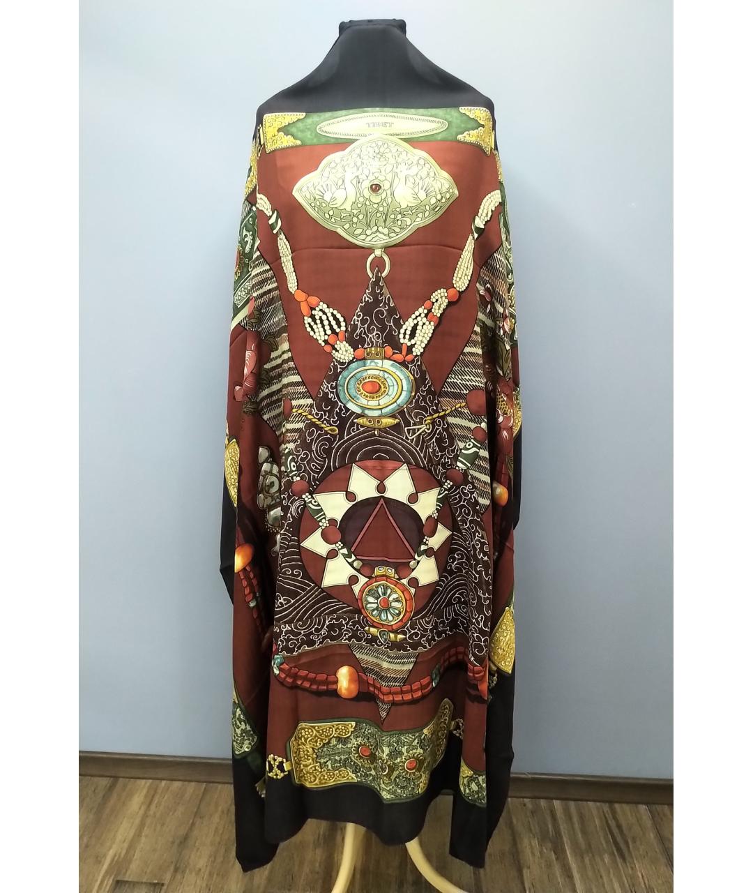 HERMES Коричневый кашемировый платок, фото 2