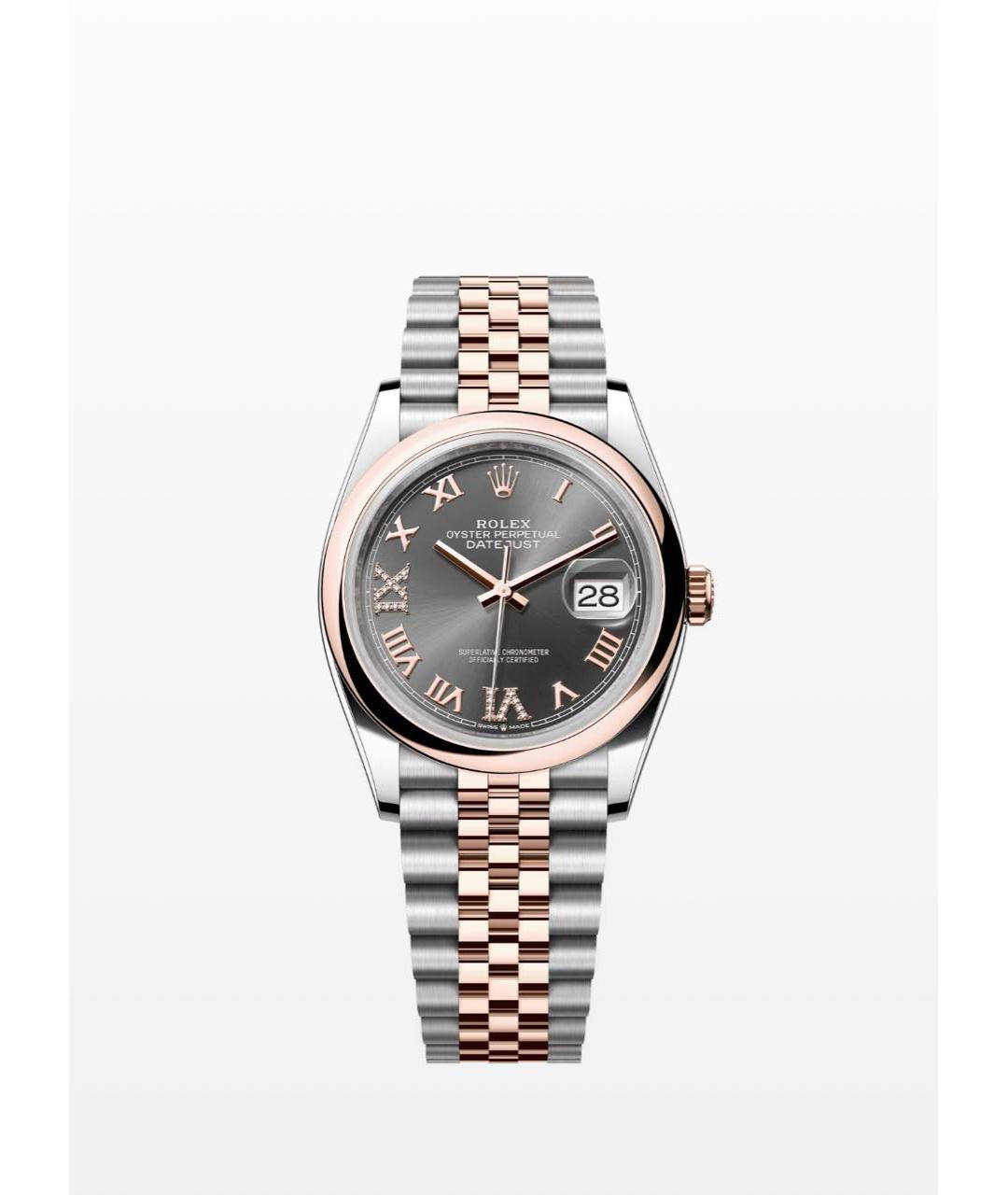 ROLEX Серые часы из розового золота, фото 5