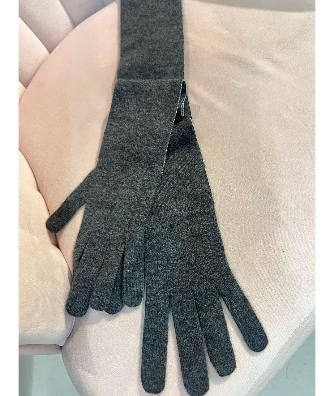 BRUNELLO CUCINELLI Антрацитовые кашемировые перчатки, фото 8