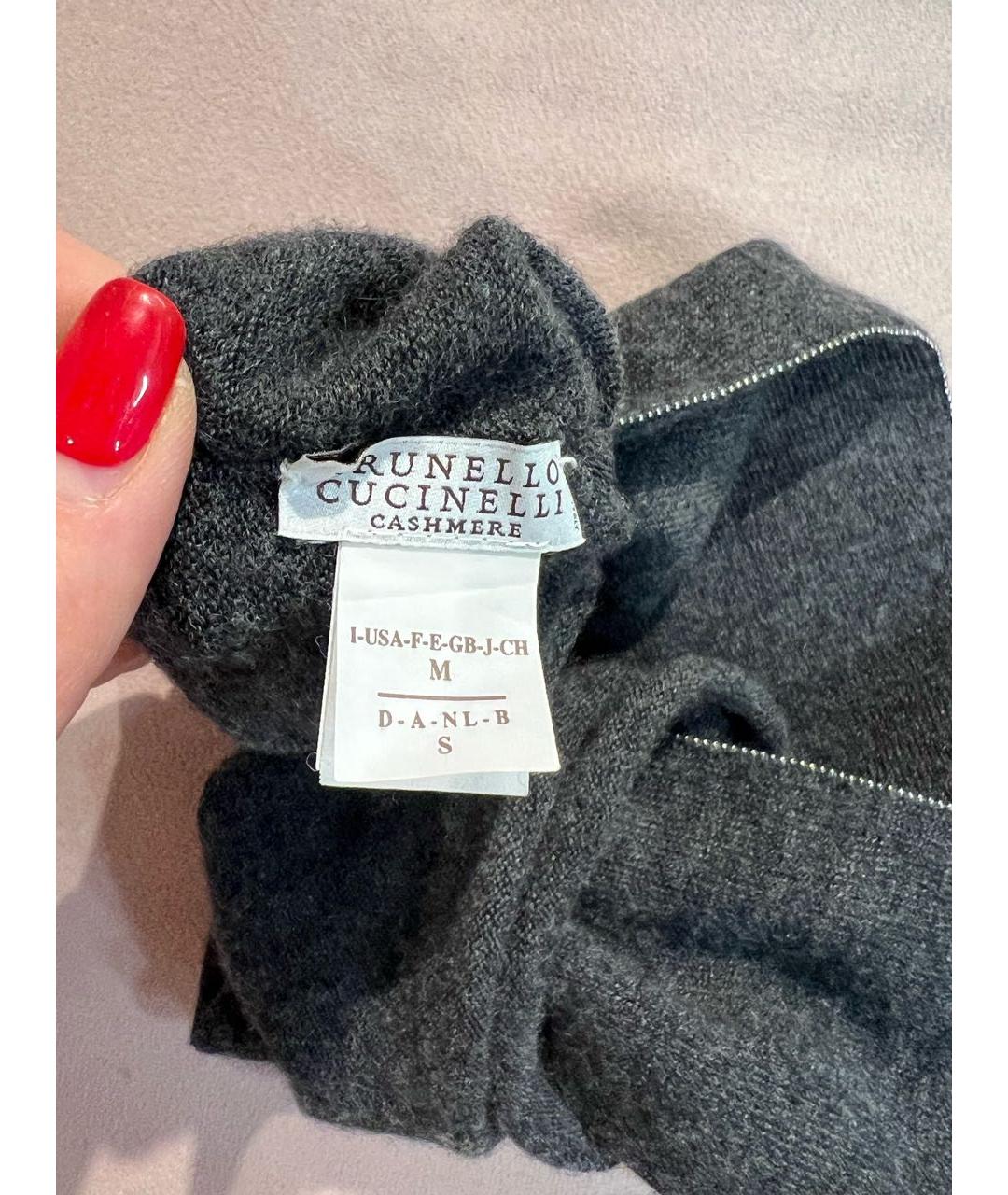 BRUNELLO CUCINELLI Антрацитовые кашемировые перчатки, фото 4