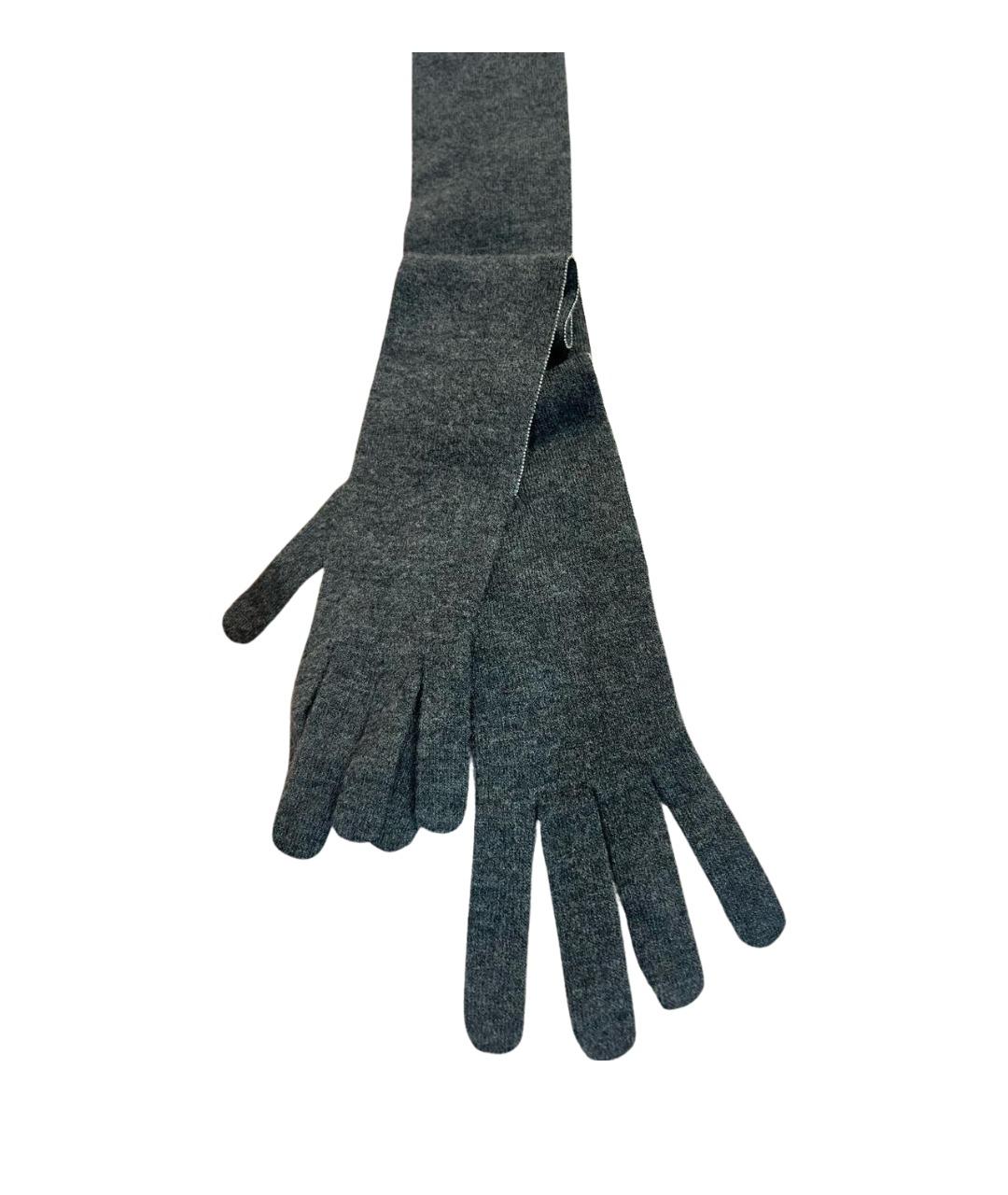 BRUNELLO CUCINELLI Антрацитовые кашемировые перчатки, фото 1