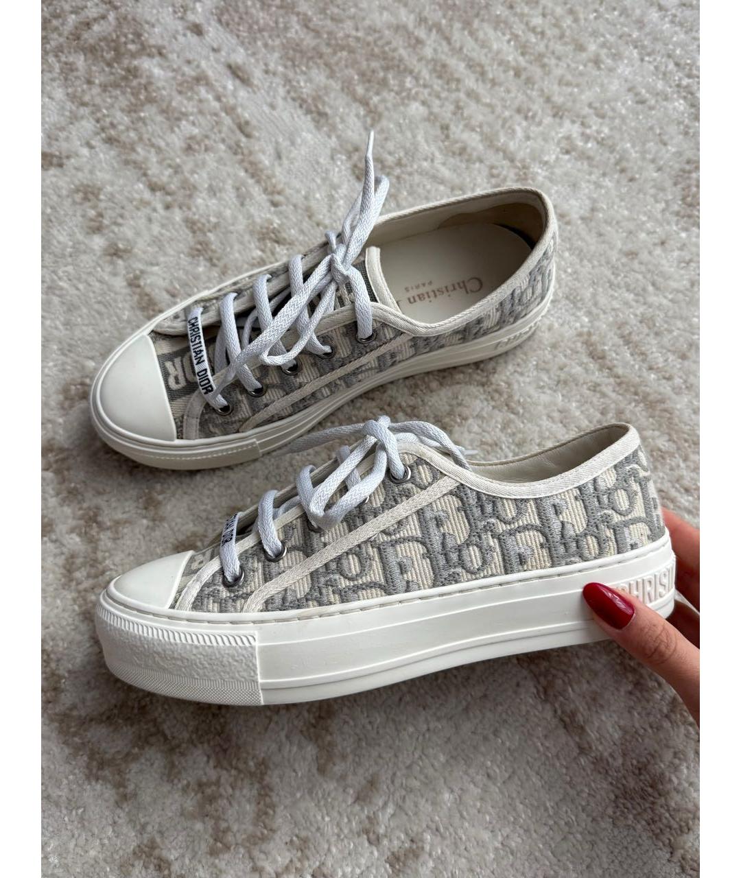 CHRISTIAN DIOR Серые текстильные кеды, фото 7