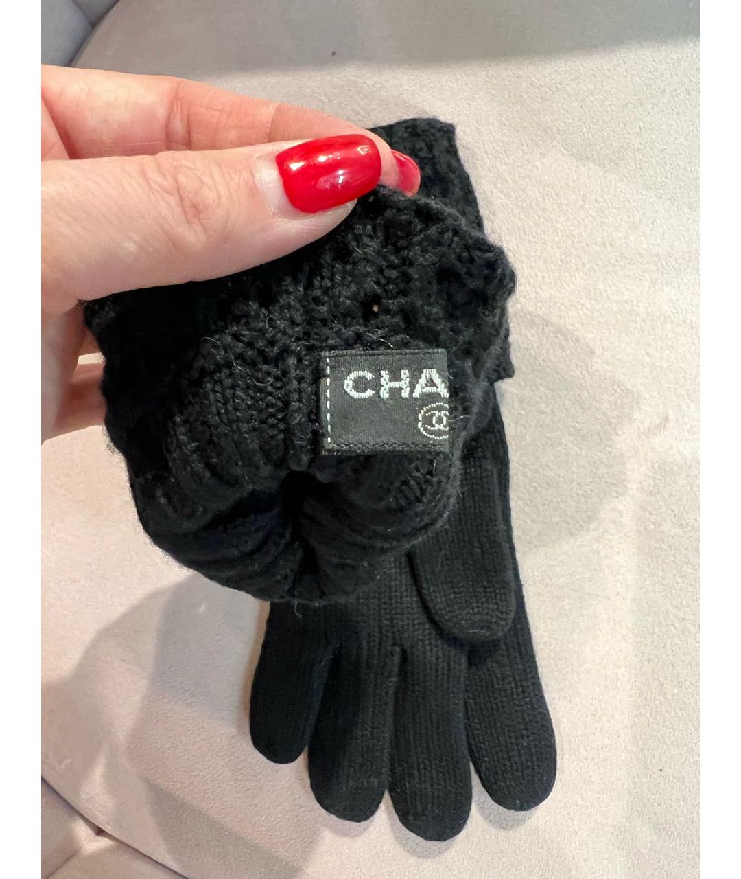 CHANEL Черные кашемировые перчатки, фото 4