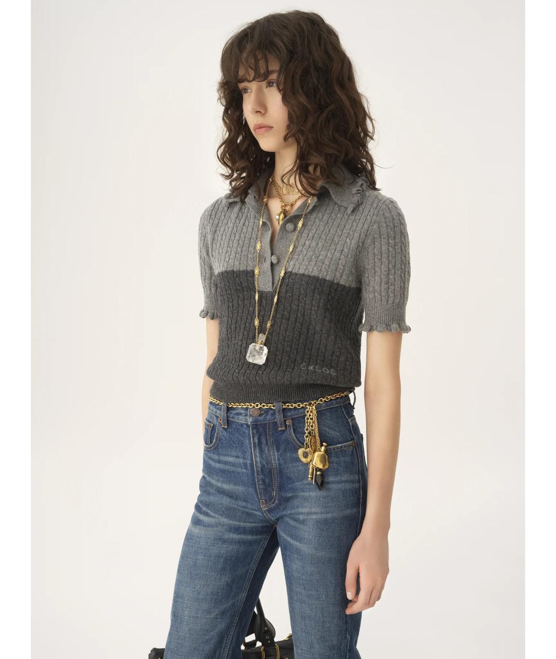 CHLOE Серая шерстяная футболка, фото 3
