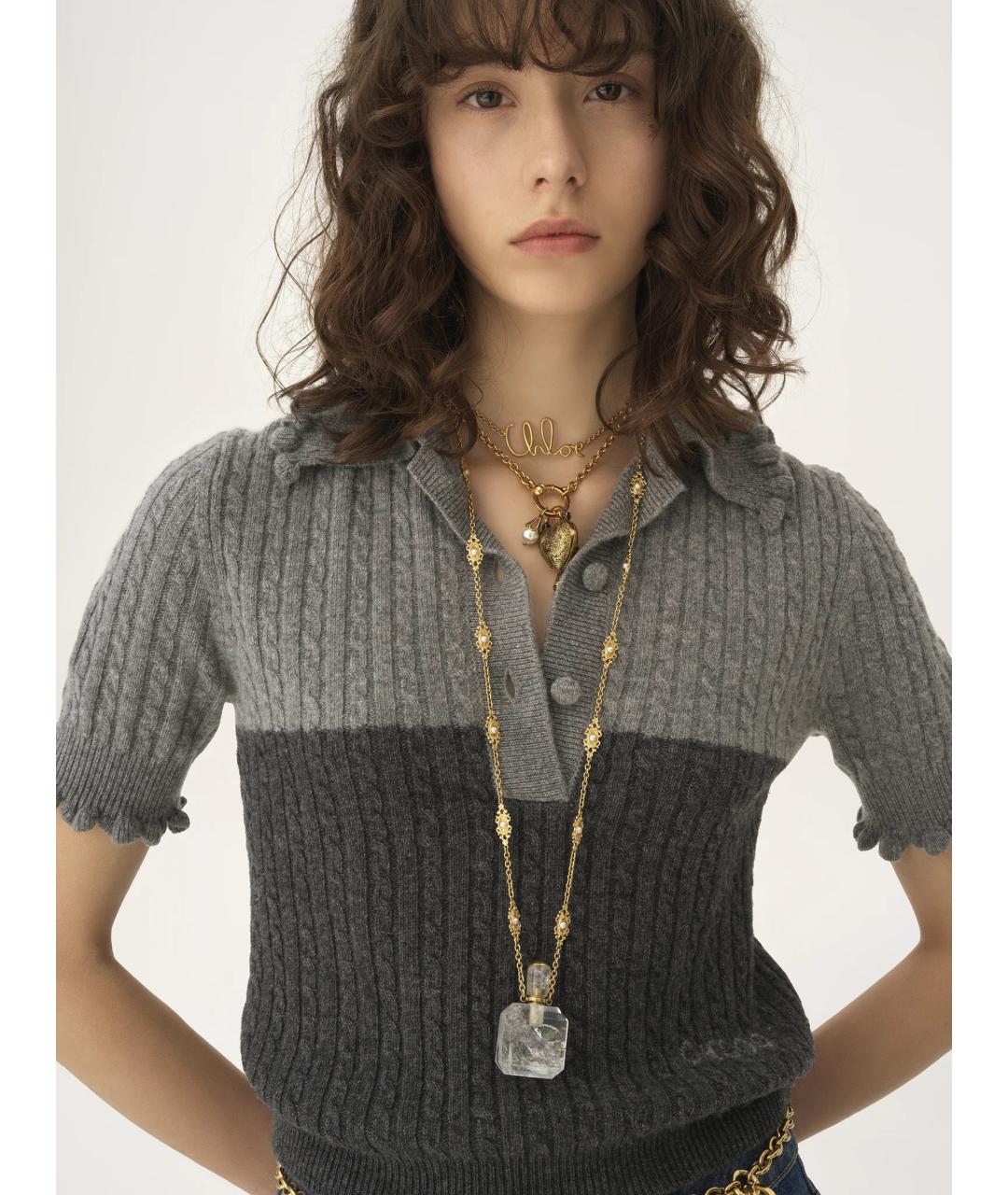 CHLOE Серая шерстяная футболка, фото 5