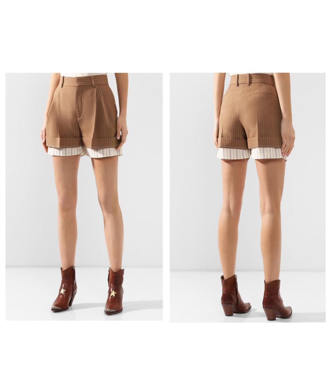 CHLOE Коричневые шерстяные шорты, фото 4