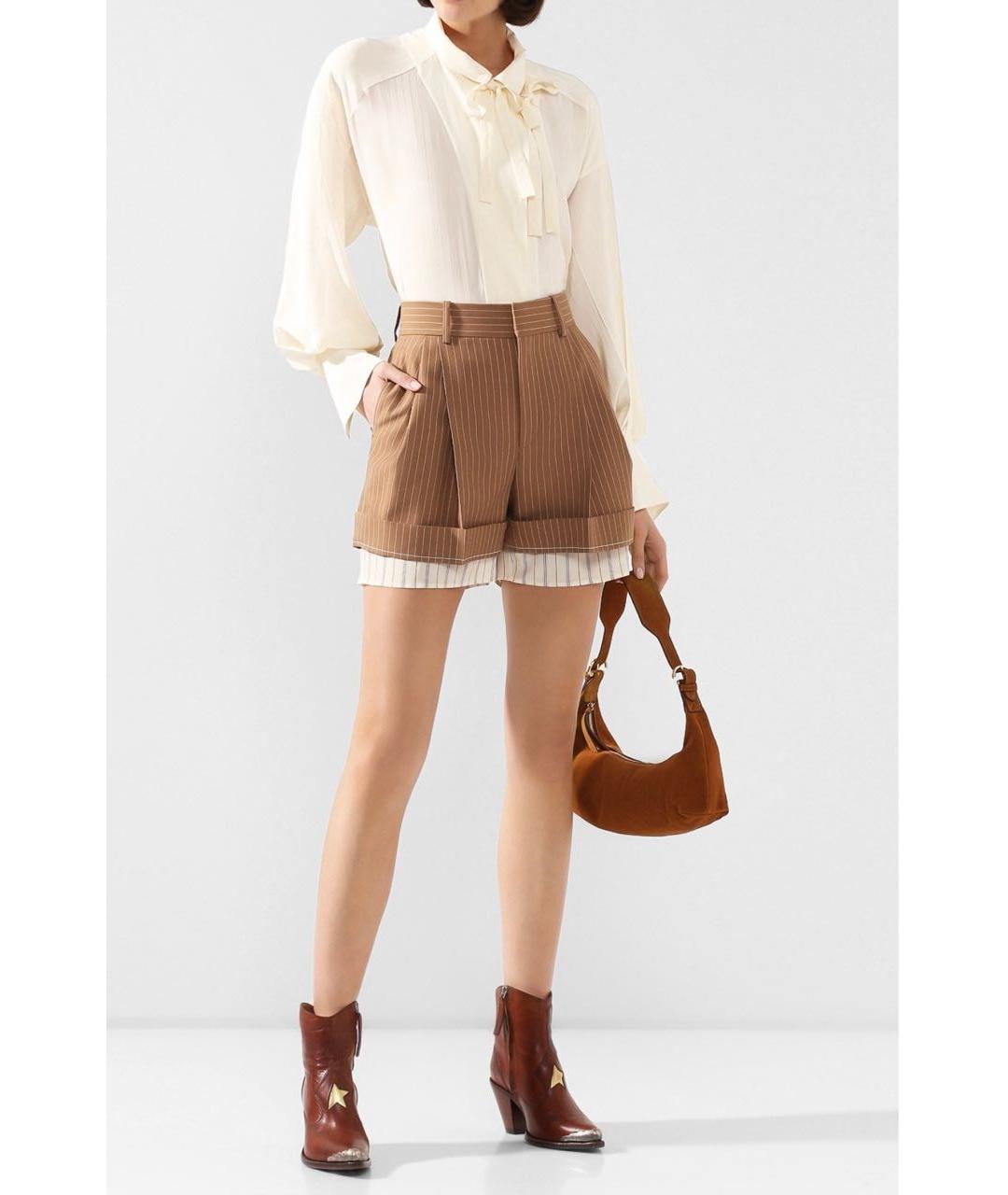 CHLOE Коричневые шерстяные шорты, фото 3