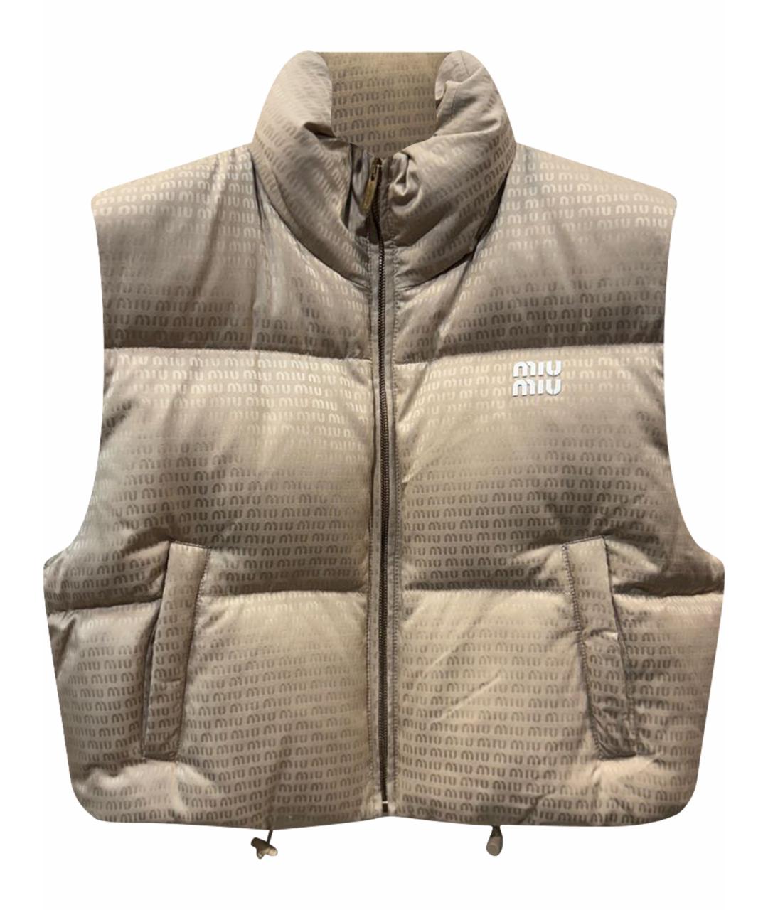 MIU MIU Бежевый полиэстеровый жилет, фото 1