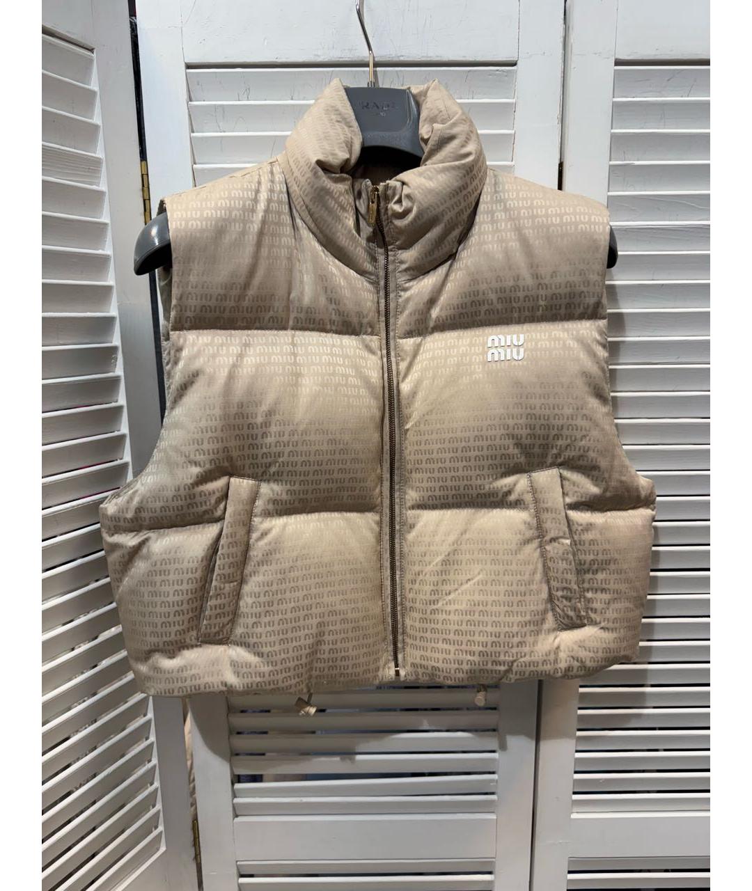 MIU MIU Бежевый полиэстеровый жилет, фото 7