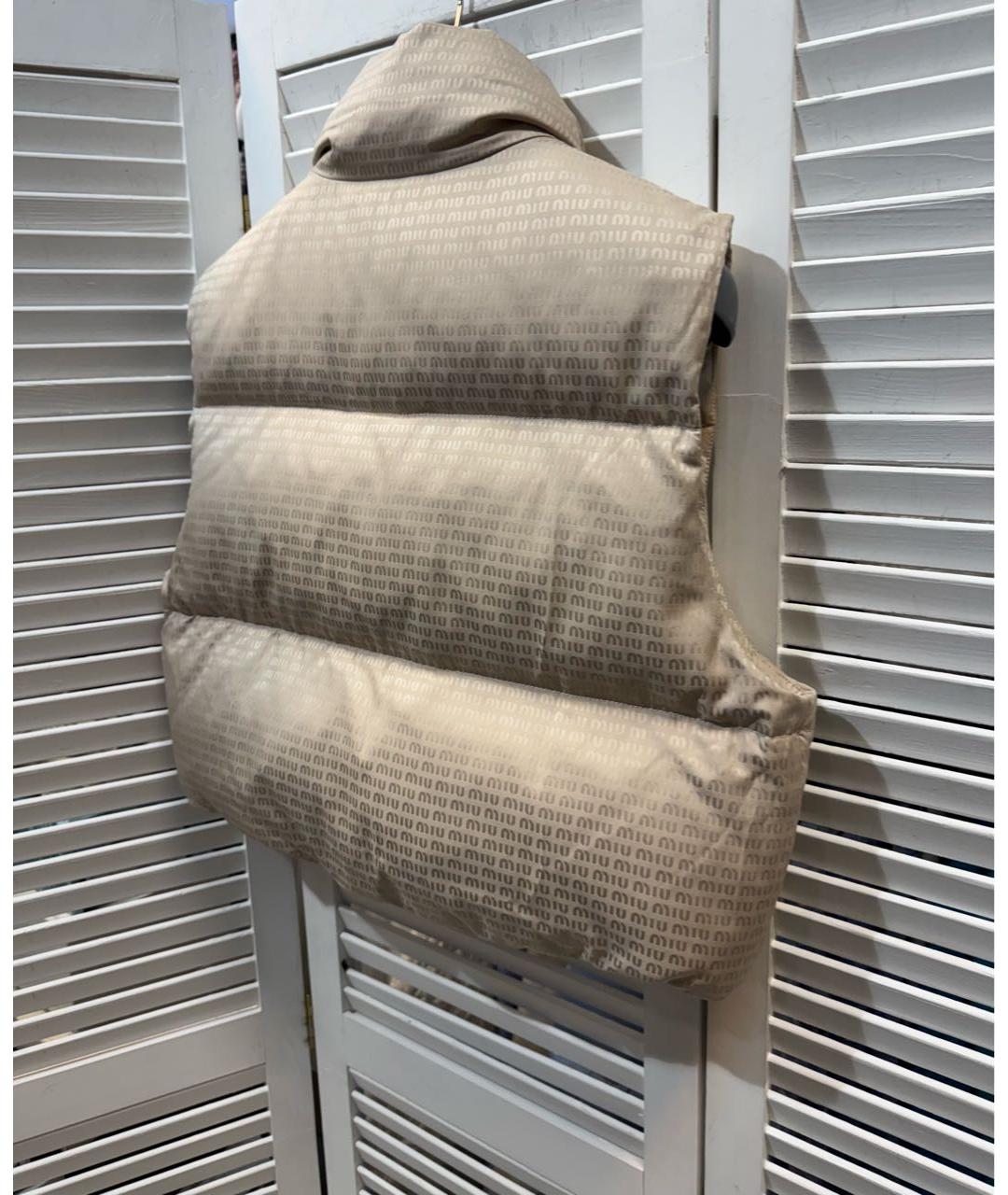 MIU MIU Бежевый полиэстеровый жилет, фото 3