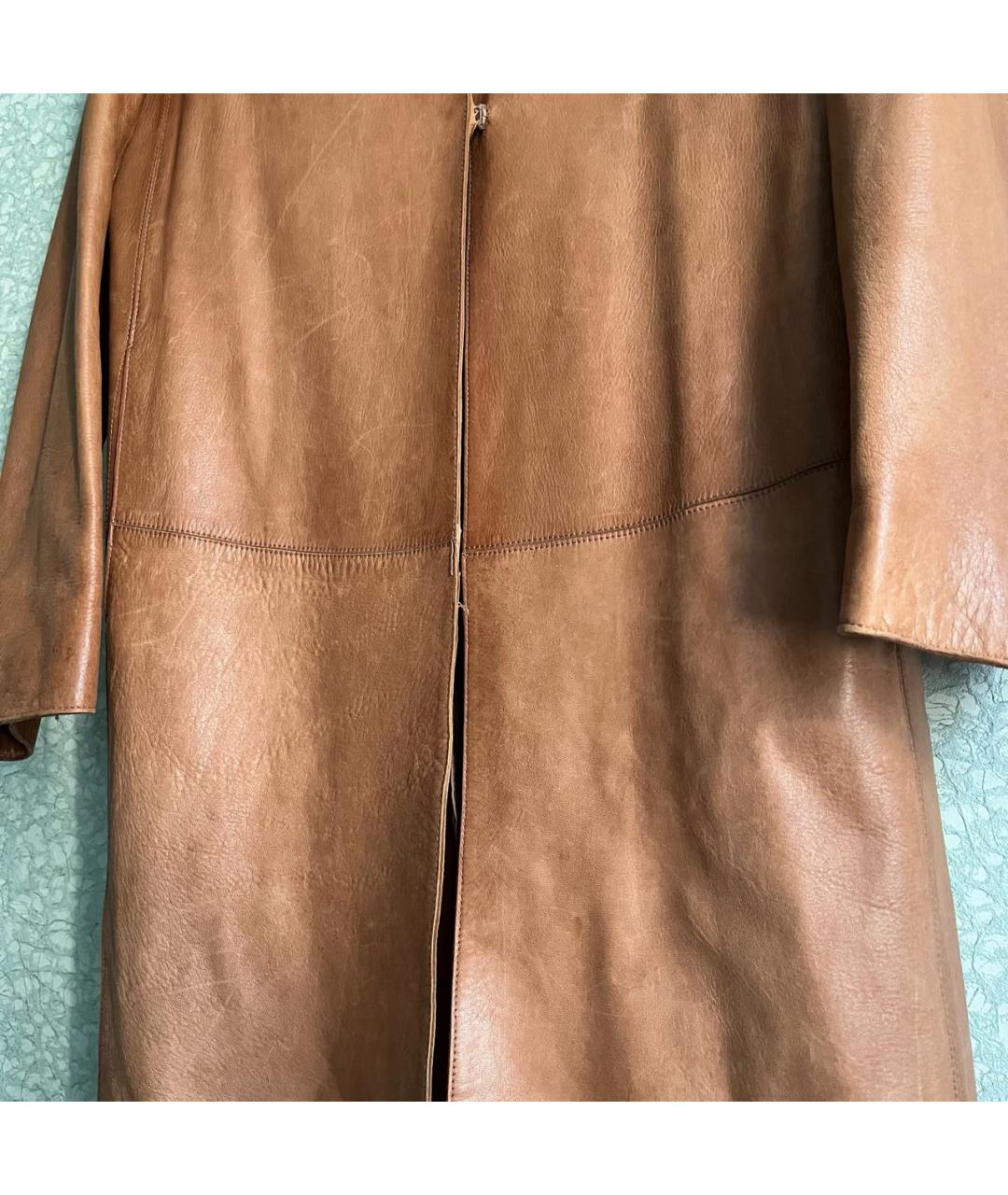 BURBERRY Коричневое кожаное пальто, фото 3