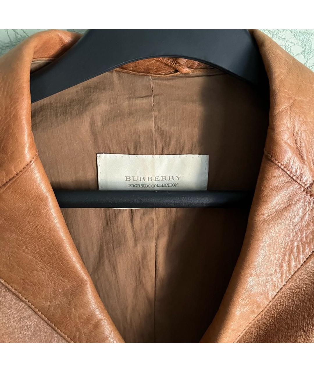 BURBERRY Коричневое кожаное пальто, фото 5