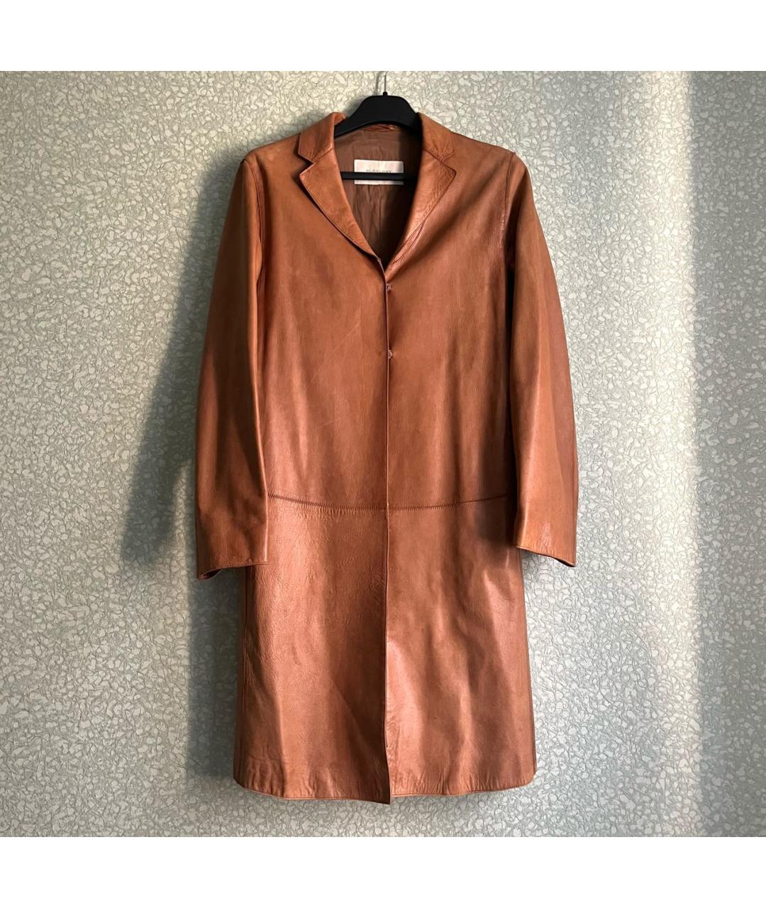 BURBERRY Коричневое кожаное пальто, фото 9