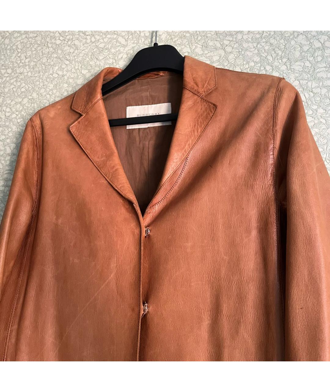 BURBERRY Коричневое кожаное пальто, фото 4