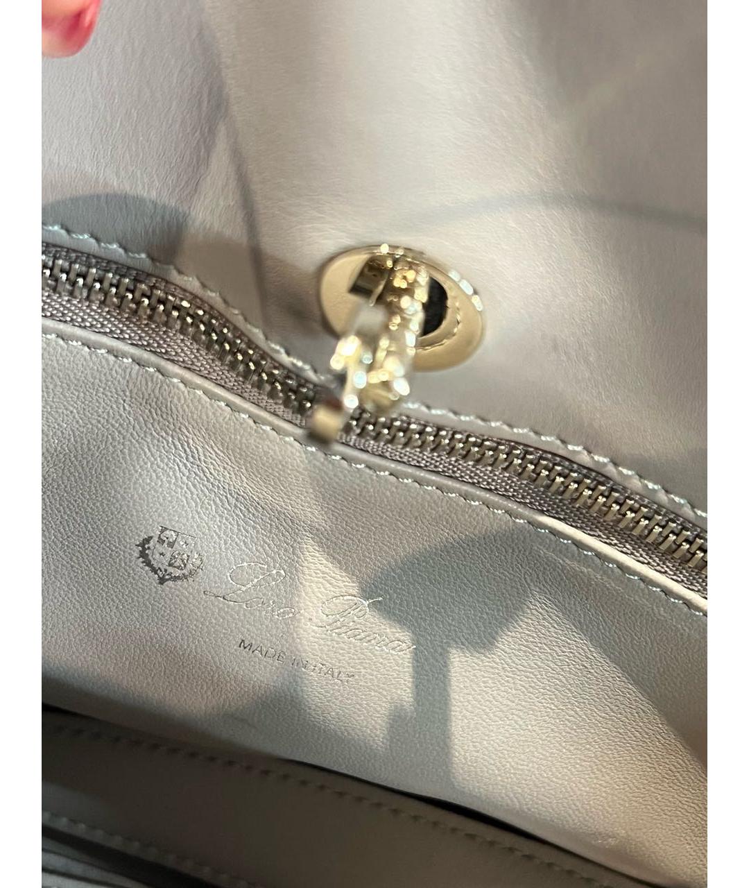 LORO PIANA Серая кожаная сумка тоут, фото 6