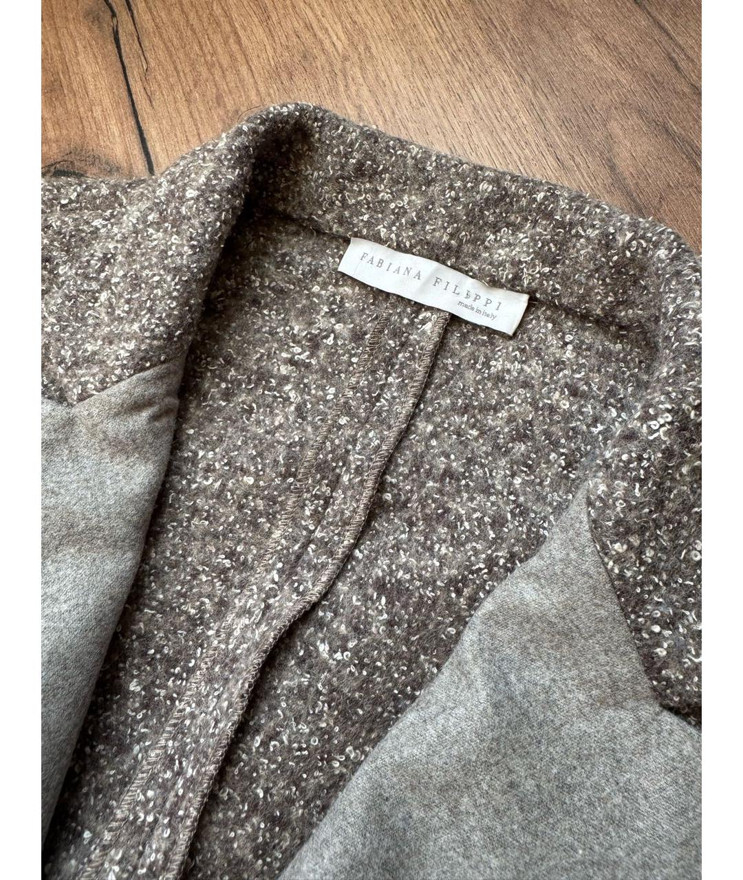 FABIANA FILIPPI Бежевый шерстяной жакет/пиджак, фото 3