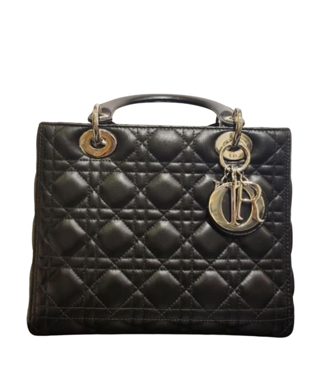 CHRISTIAN DIOR Черная кожаная сумка через плечо, фото 1