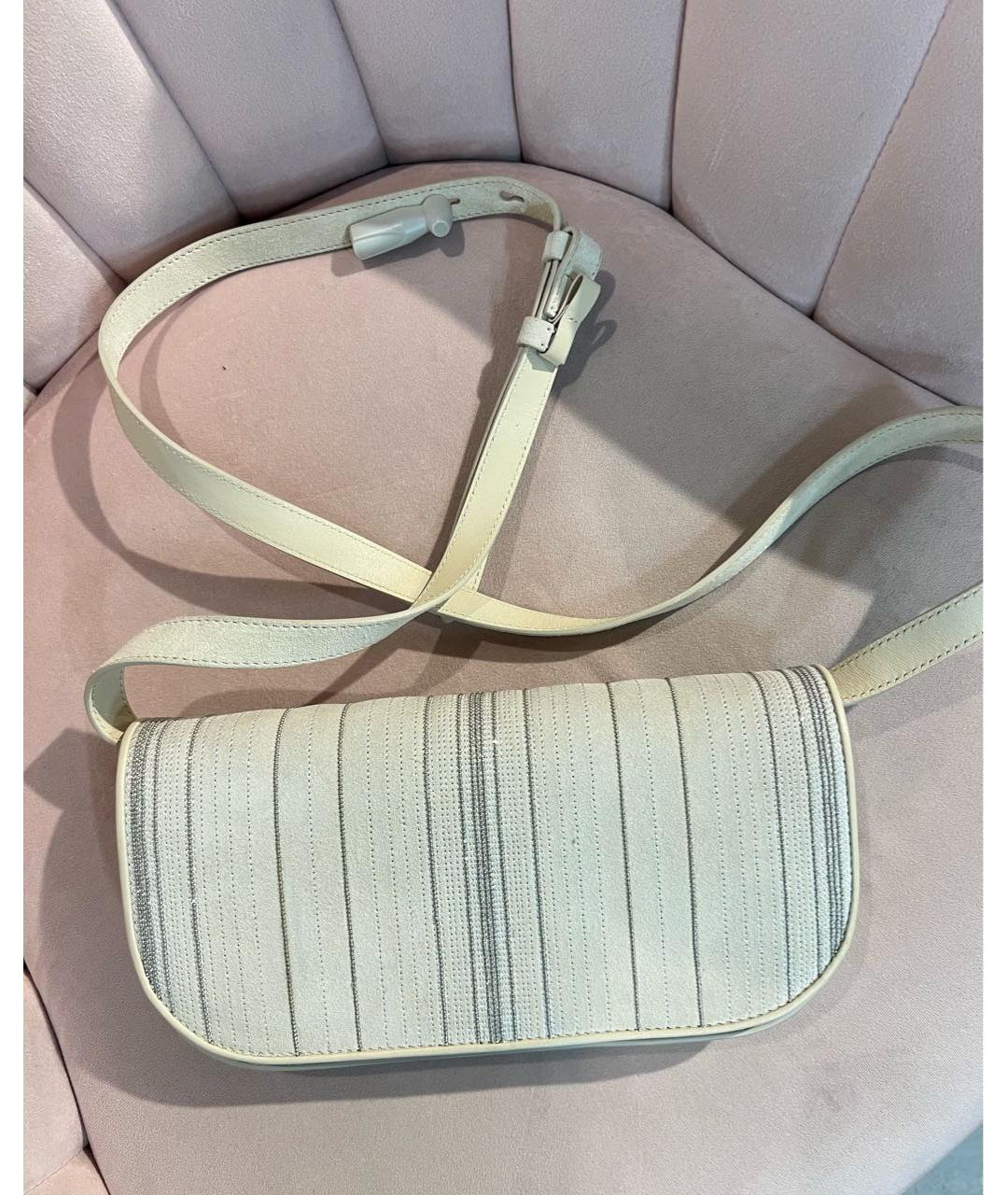 BRUNELLO CUCINELLI Серая кожаная сумка через плечо, фото 9