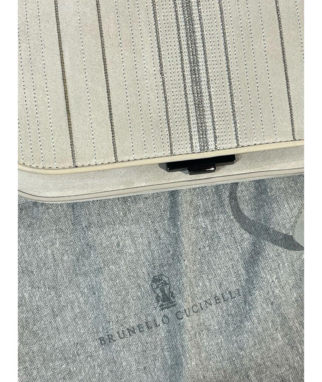 BRUNELLO CUCINELLI Серая кожаная сумка через плечо, фото 5