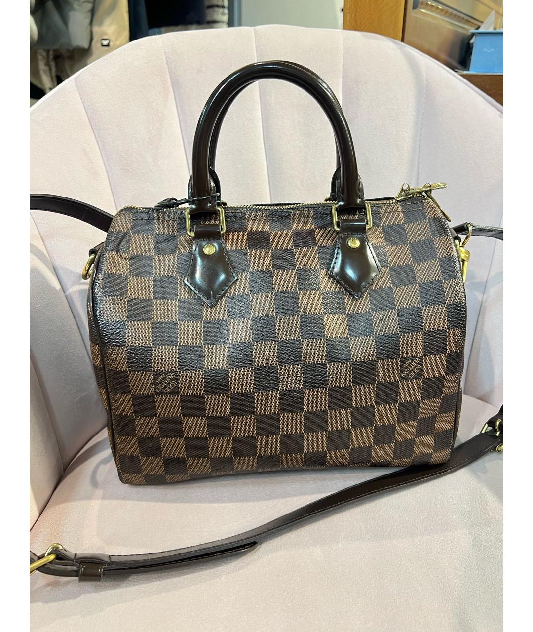 LOUIS VUITTON Коричневая кожаная сумка с короткими ручками, фото 9