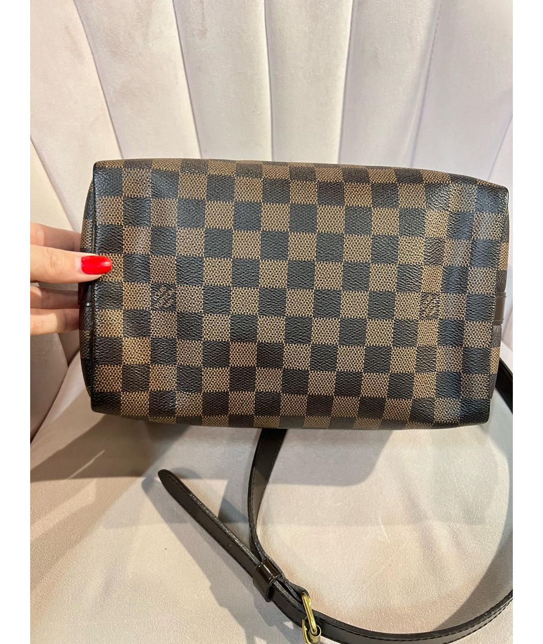 LOUIS VUITTON Коричневая кожаная сумка с короткими ручками, фото 3