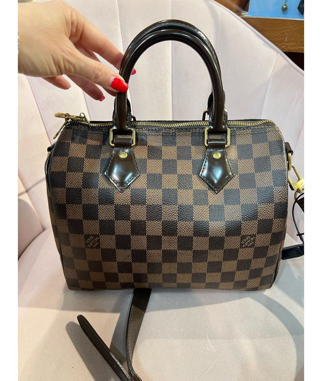 LOUIS VUITTON Коричневая кожаная сумка с короткими ручками, фото 2