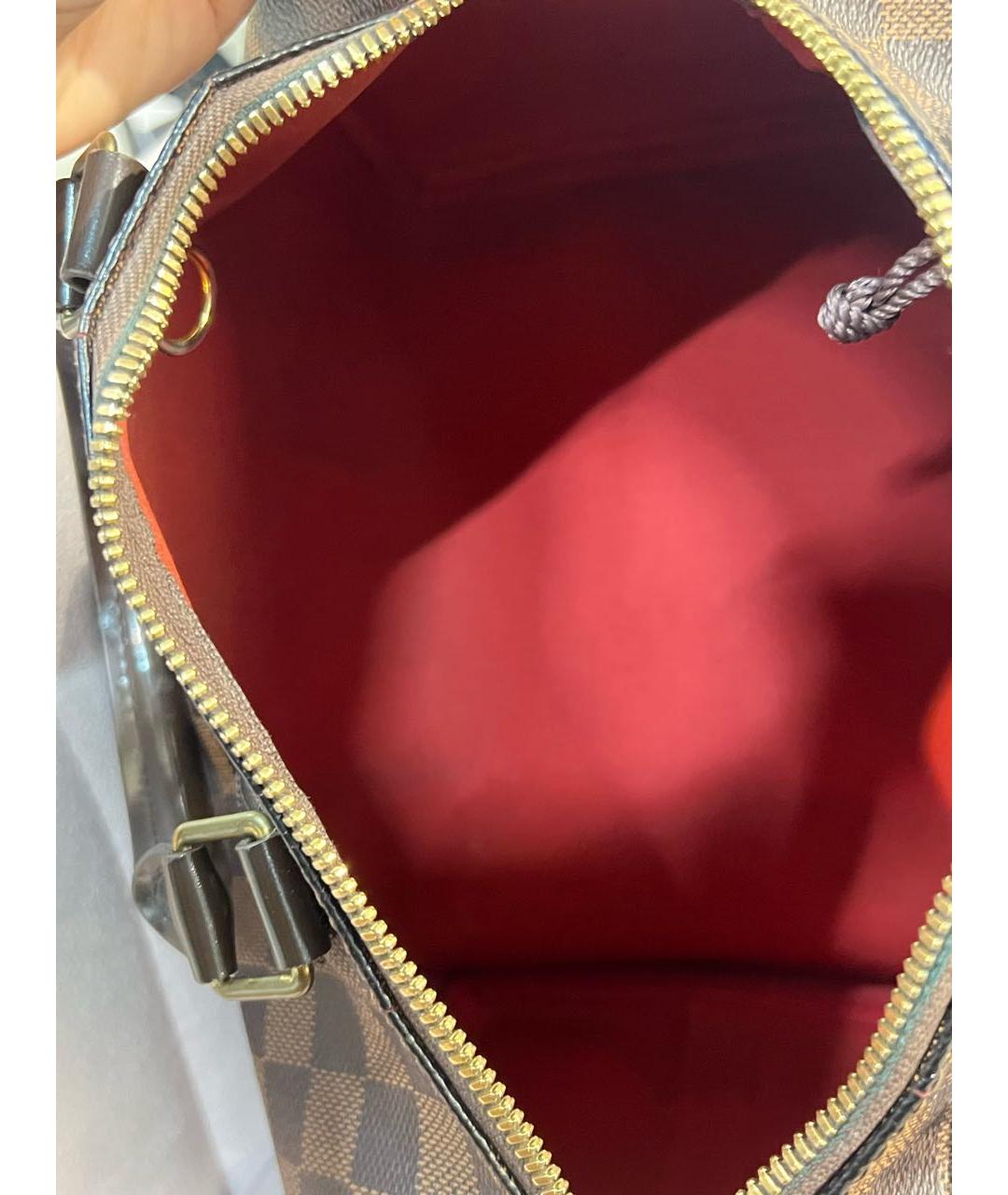 LOUIS VUITTON Коричневая кожаная сумка с короткими ручками, фото 7