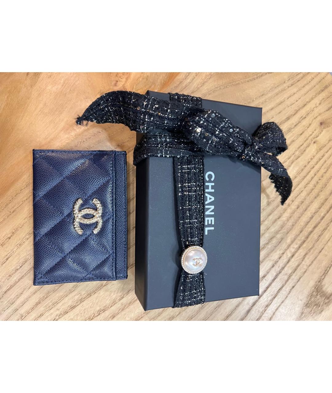 CHANEL Темно-синий кожаный кардхолдер, фото 2