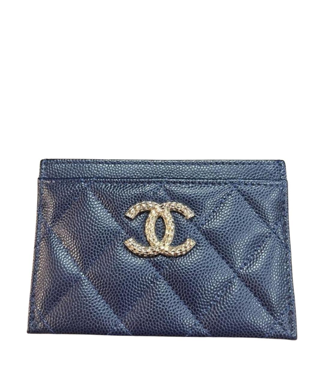 CHANEL Темно-синий кожаный кардхолдер, фото 1