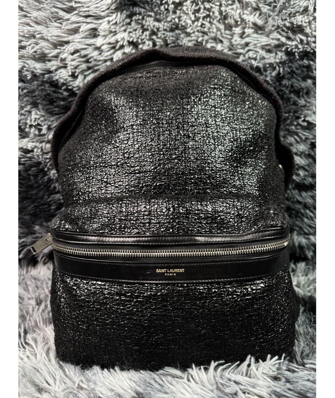 SAINT LAURENT Черный твидовый рюкзак, фото 9