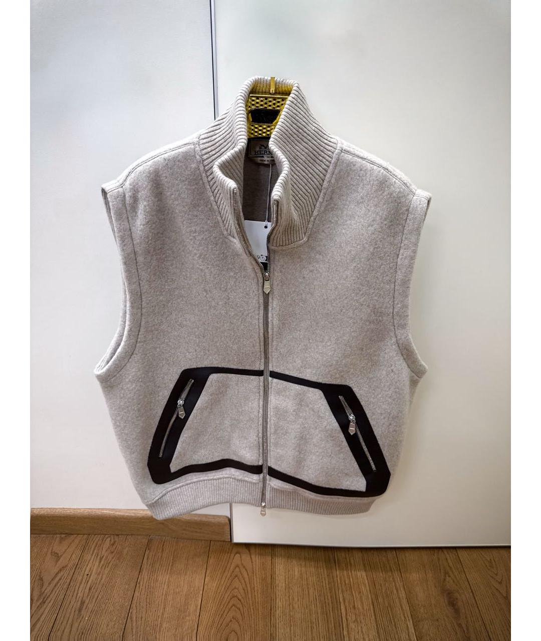 HERMES Бежевая шерстяная жилетка, фото 6