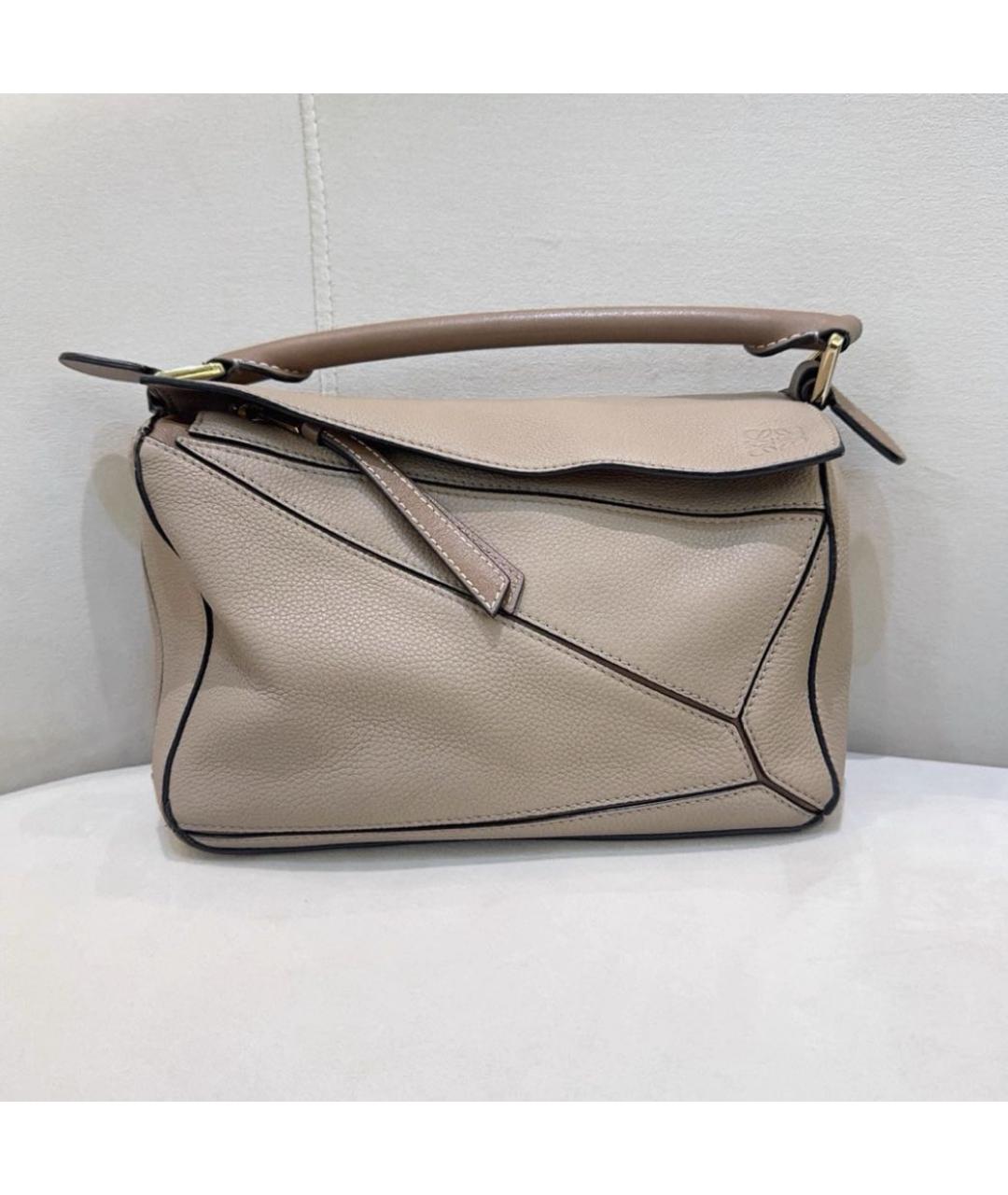 LOEWE Бежевая кожаная сумка через плечо, фото 5