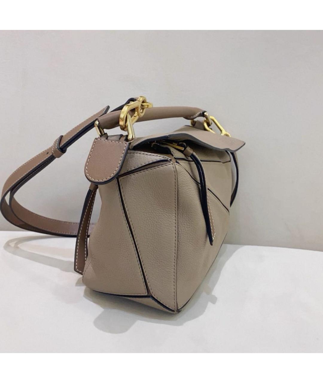 LOEWE Бежевая кожаная сумка через плечо, фото 3