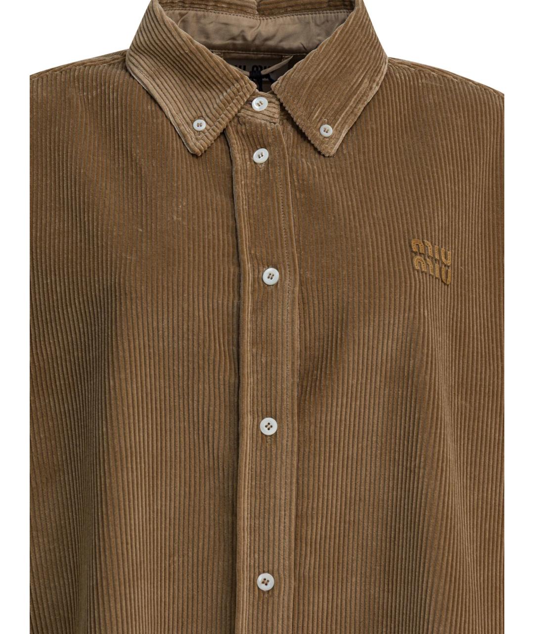 MIU MIU Коричневая хлопковая рубашка, фото 3