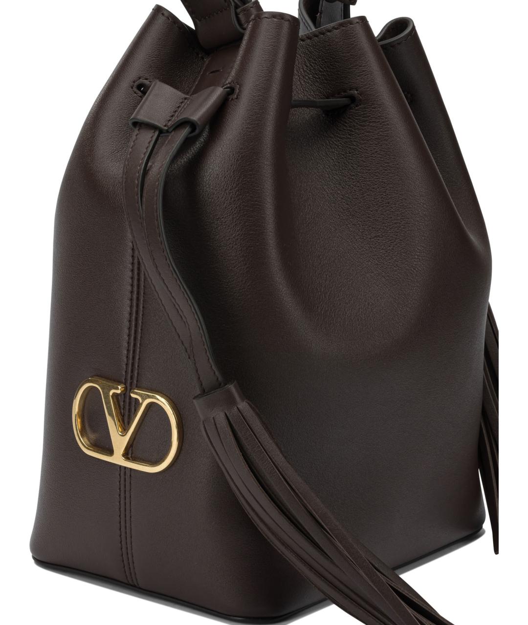 VALENTINO Коричневая кожаная сумка через плечо, фото 4