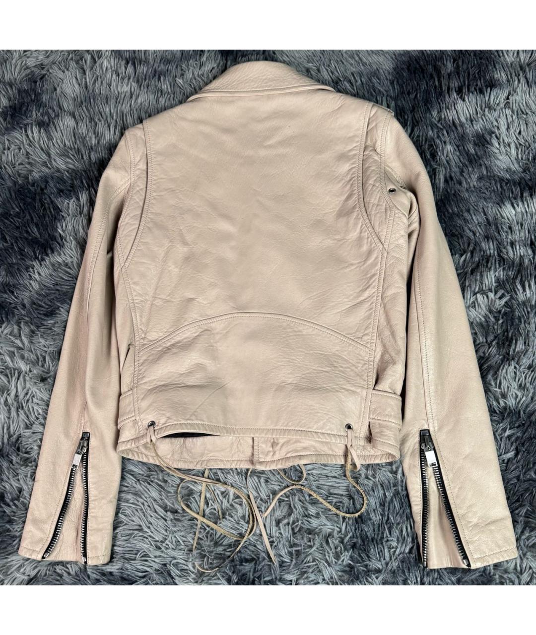 SAINT LAURENT Бежевая кожаная куртка, фото 2