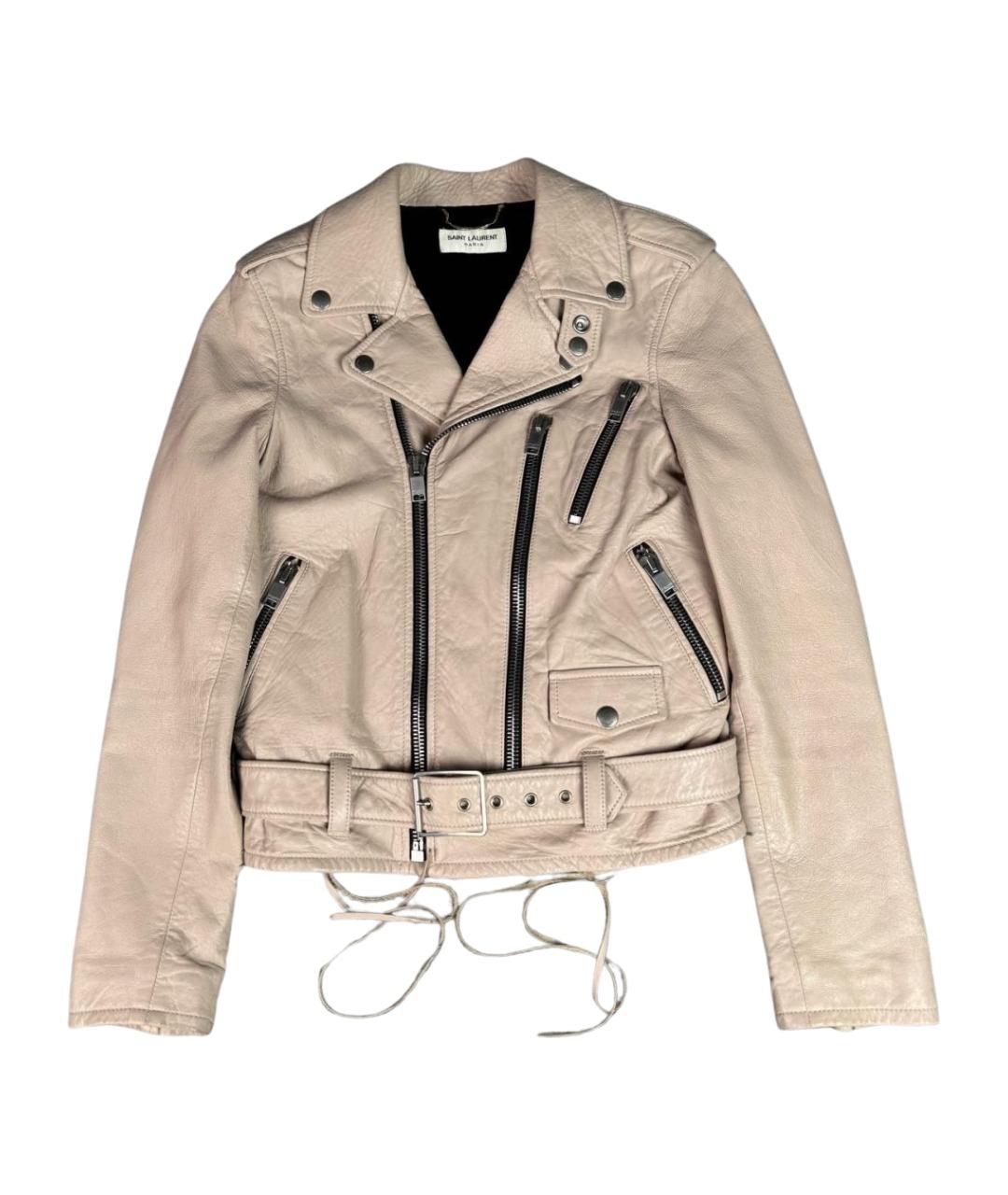 SAINT LAURENT Бежевая кожаная куртка, фото 1