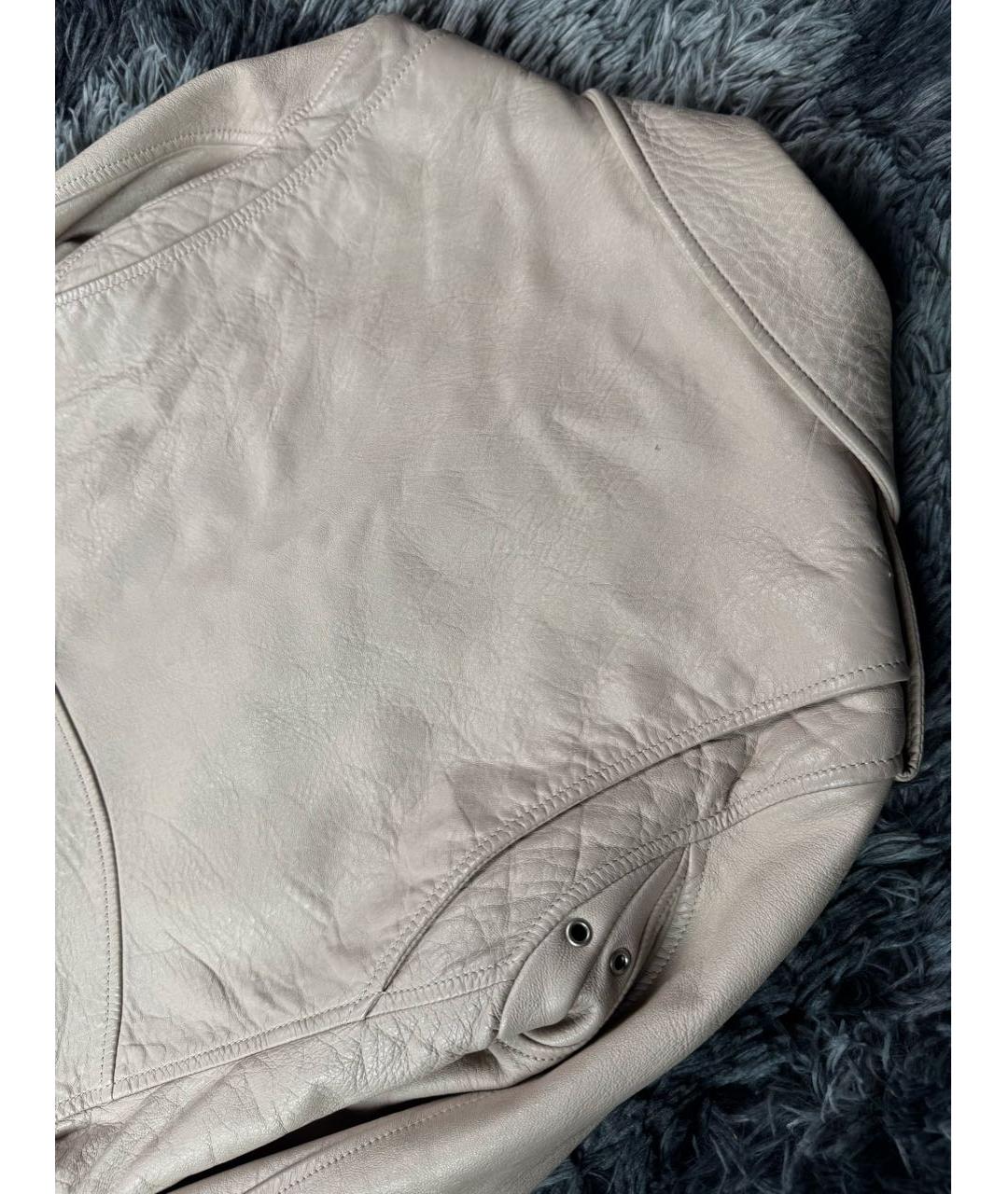 SAINT LAURENT Бежевая кожаная куртка, фото 6