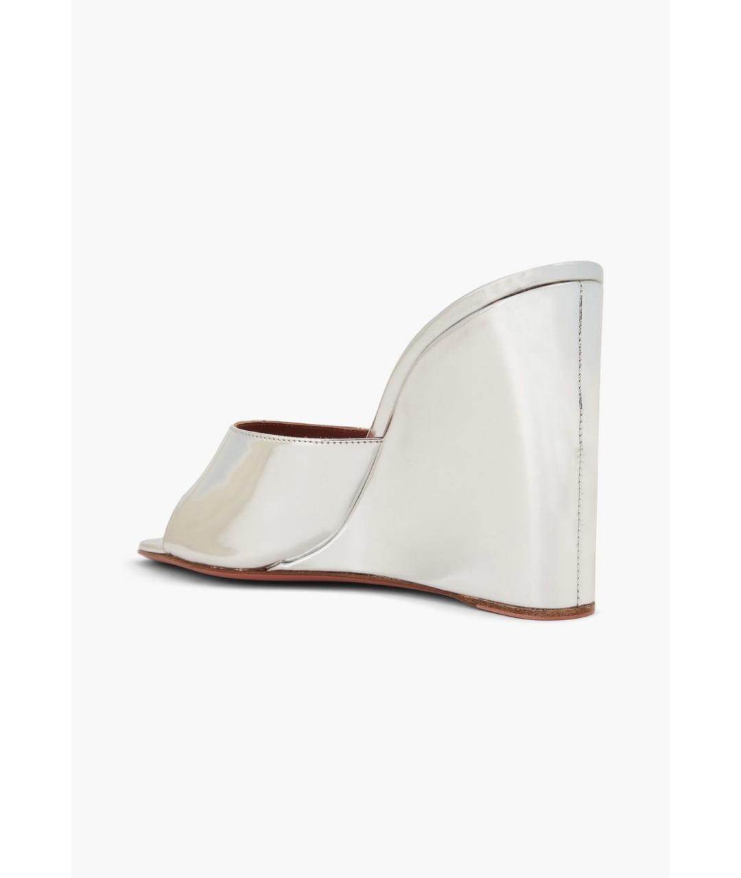 Amina Muaddi Серебряные кожаные мюли, фото 3