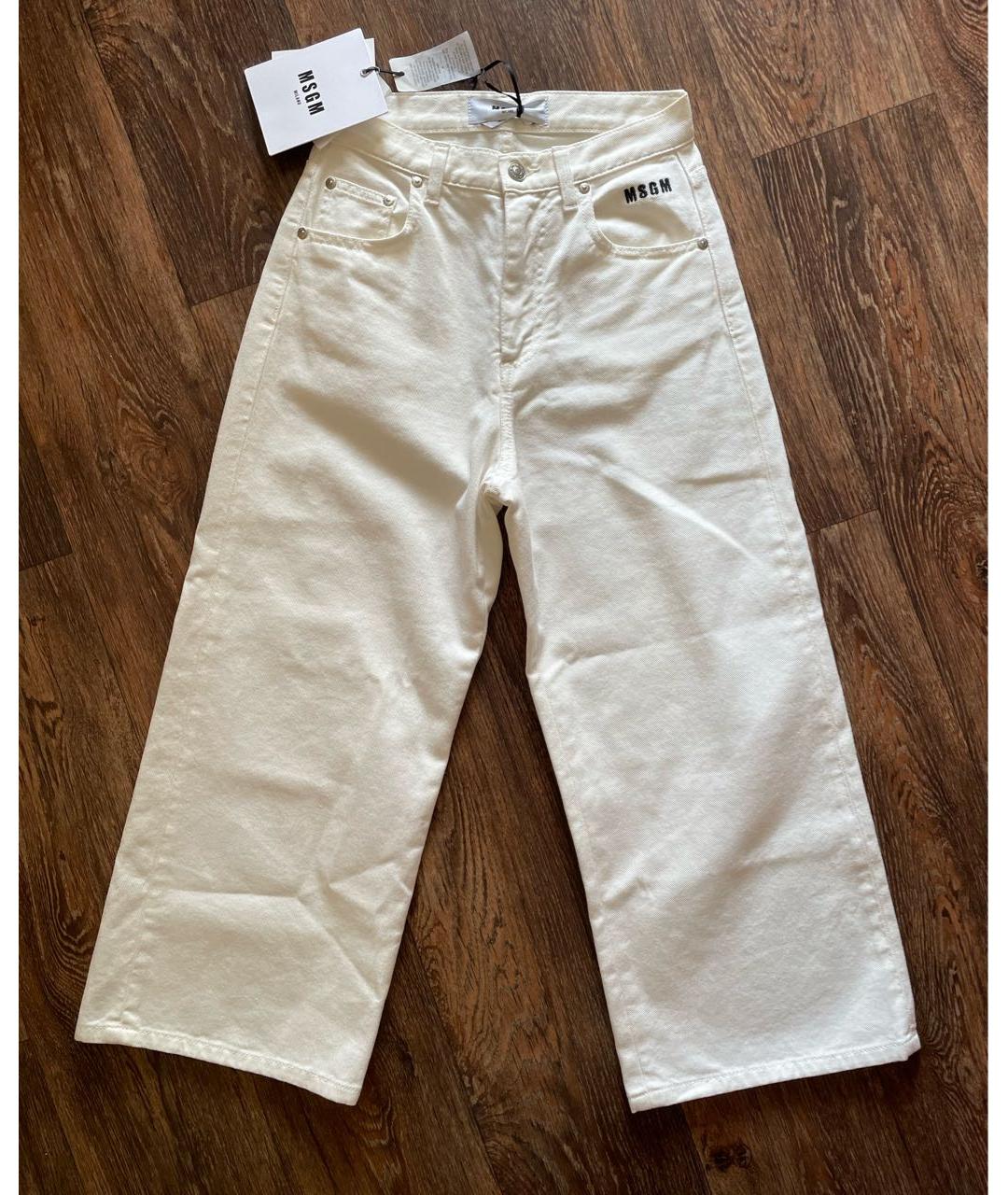 MSGM Белые хлопковые прямые джинсы, фото 9