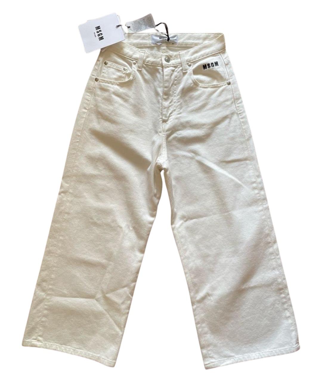 MSGM Белые хлопковые прямые джинсы, фото 1