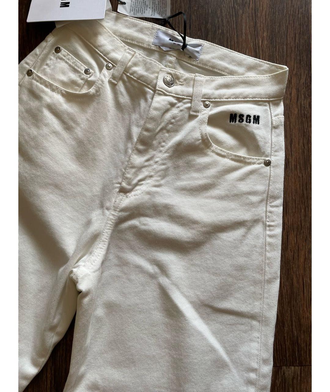 MSGM Белые хлопковые прямые джинсы, фото 3