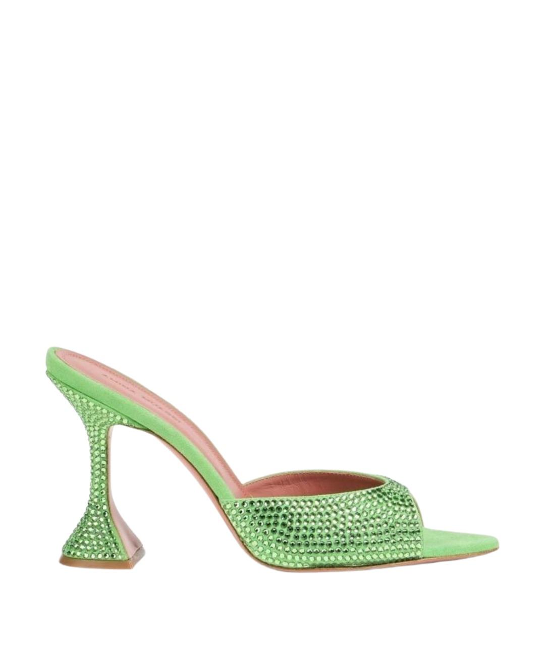 Amina Muaddi Зеленые замшевые мюли, фото 1