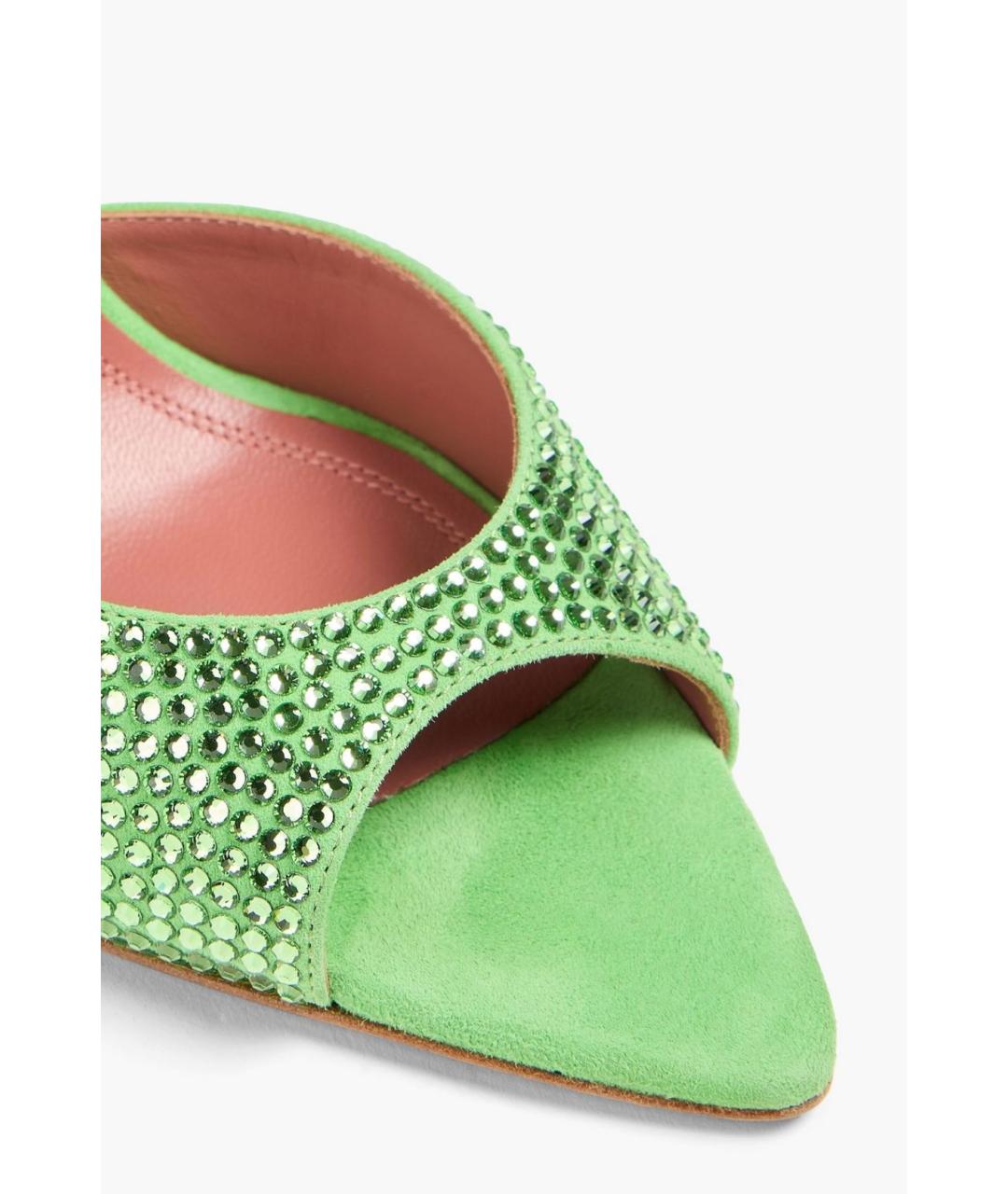 Amina Muaddi Зеленые замшевые мюли, фото 4