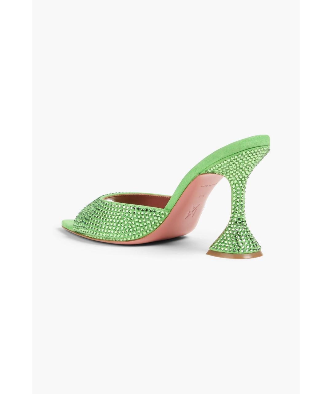 Amina Muaddi Зеленые замшевые мюли, фото 3