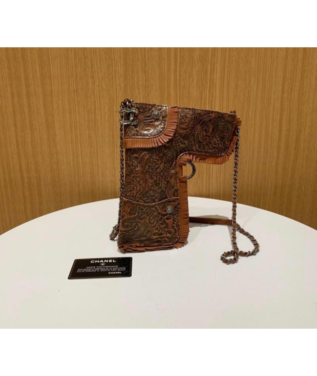 CHANEL Коричневая кожаная сумка через плечо, фото 3