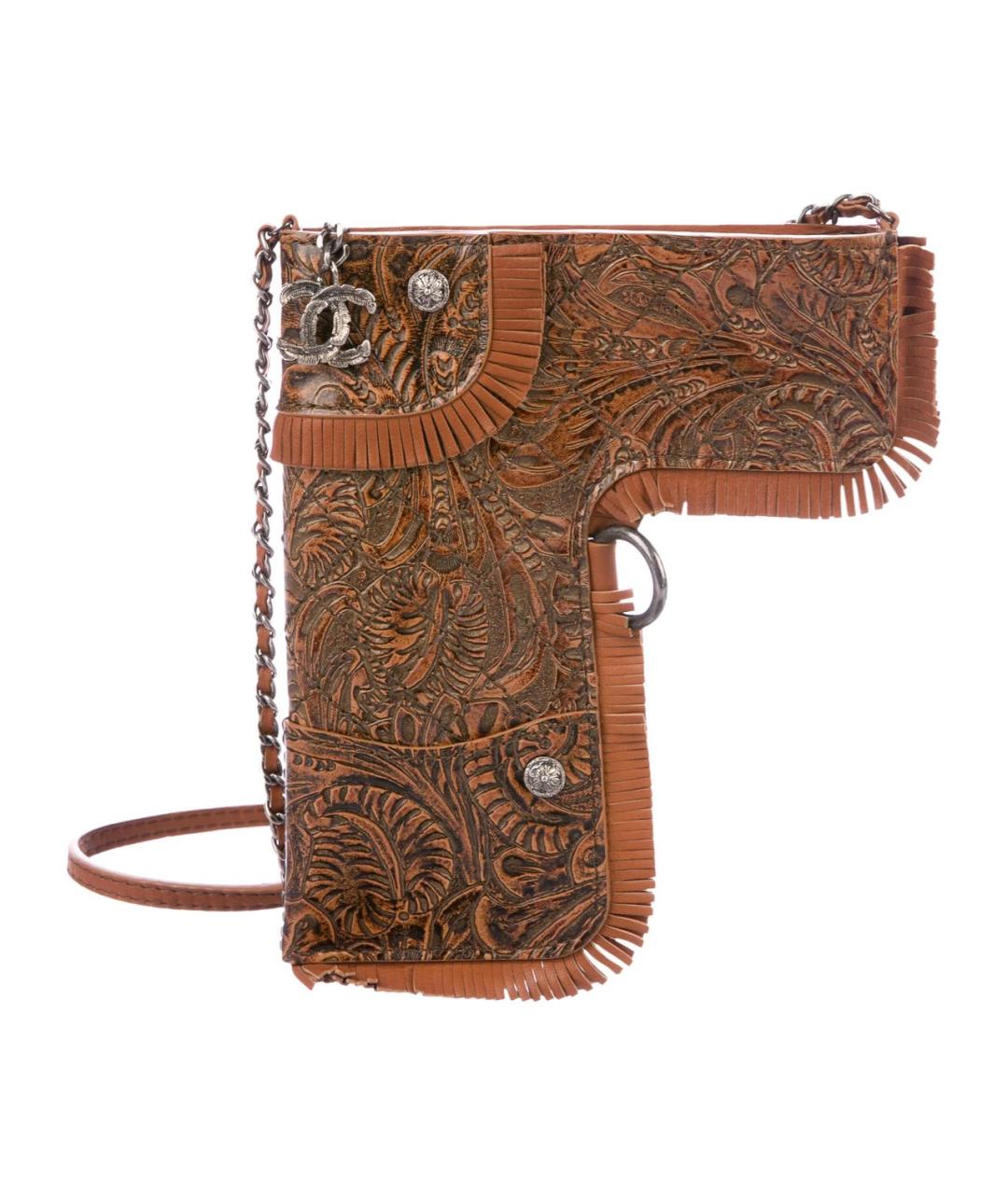 CHANEL Коричневая кожаная сумка через плечо, фото 4