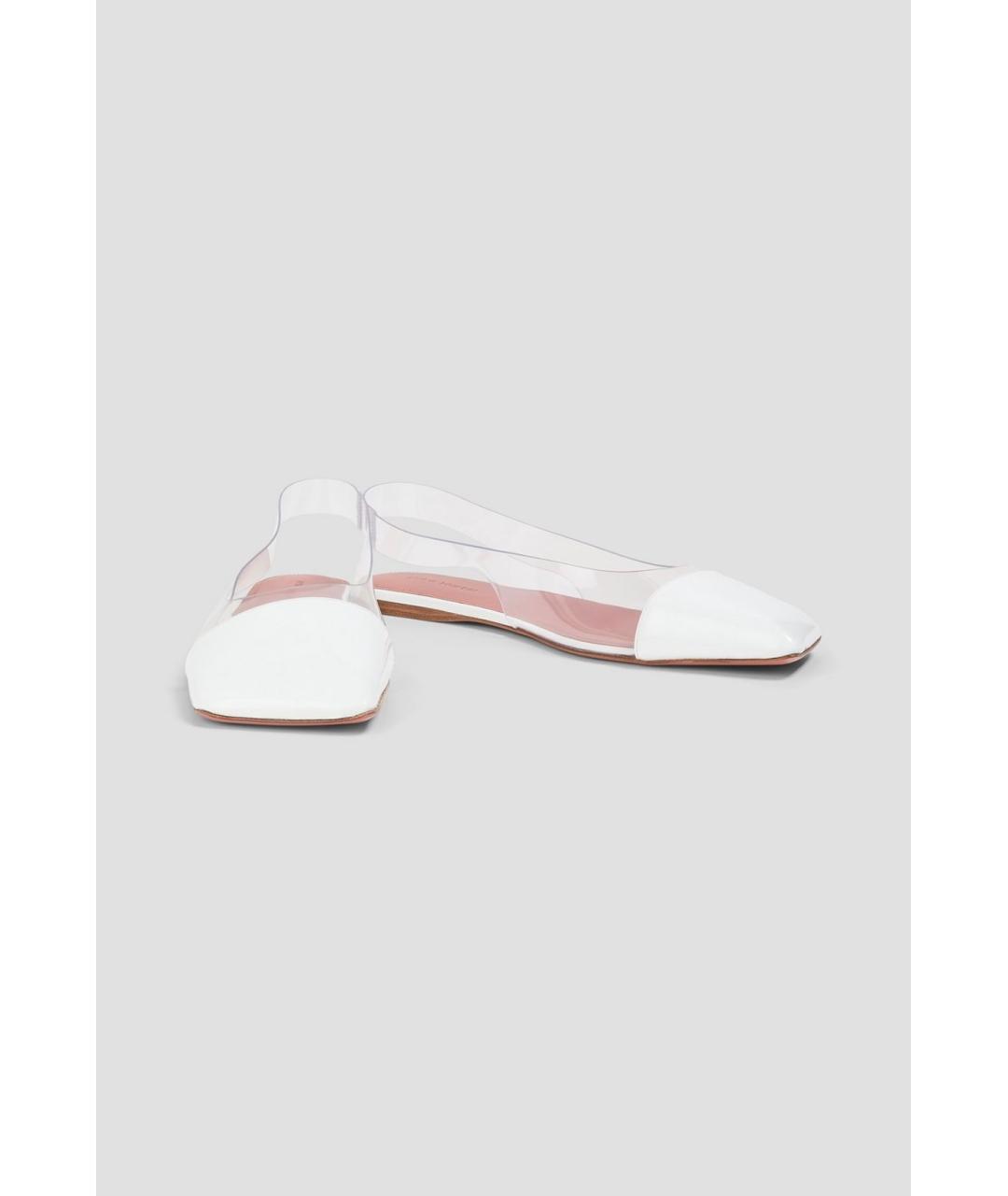 Amina Muaddi Белые балетки из лакированной кожи, фото 2