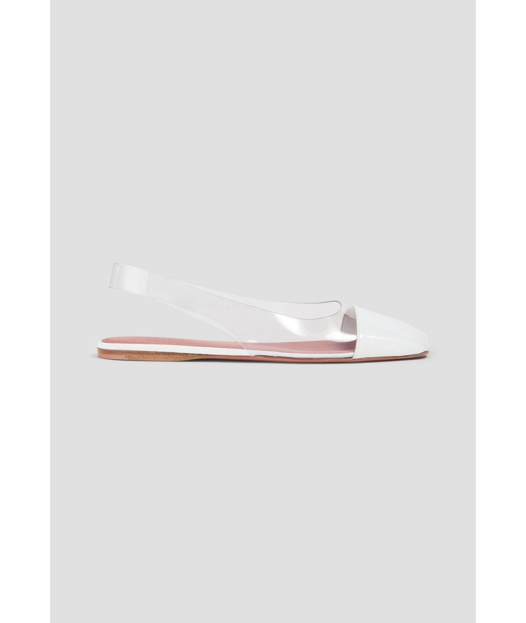 Amina Muaddi Белые балетки из лакированной кожи, фото 4